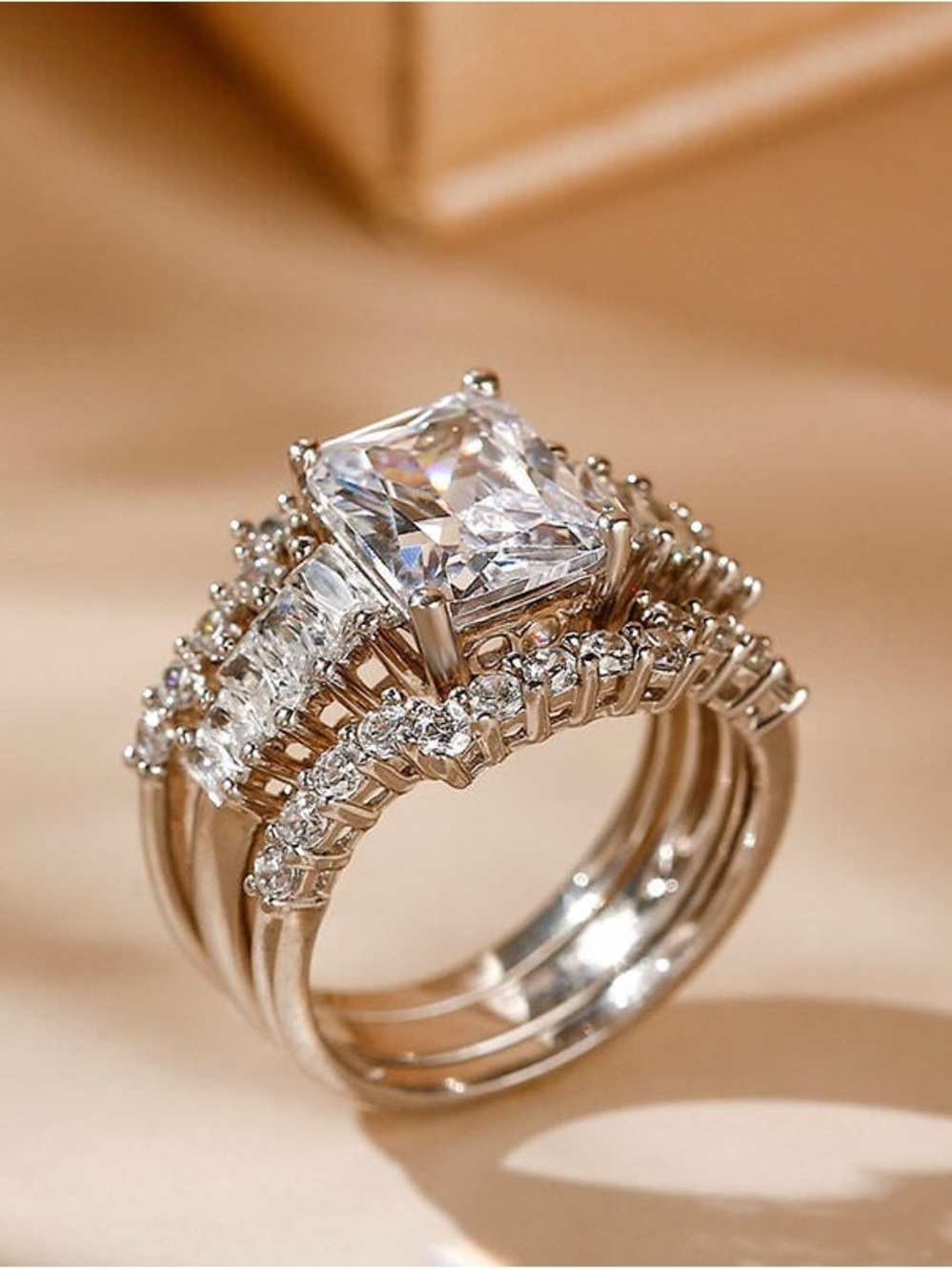 JEULIA Sterling Silver 3 piece Wedding Set